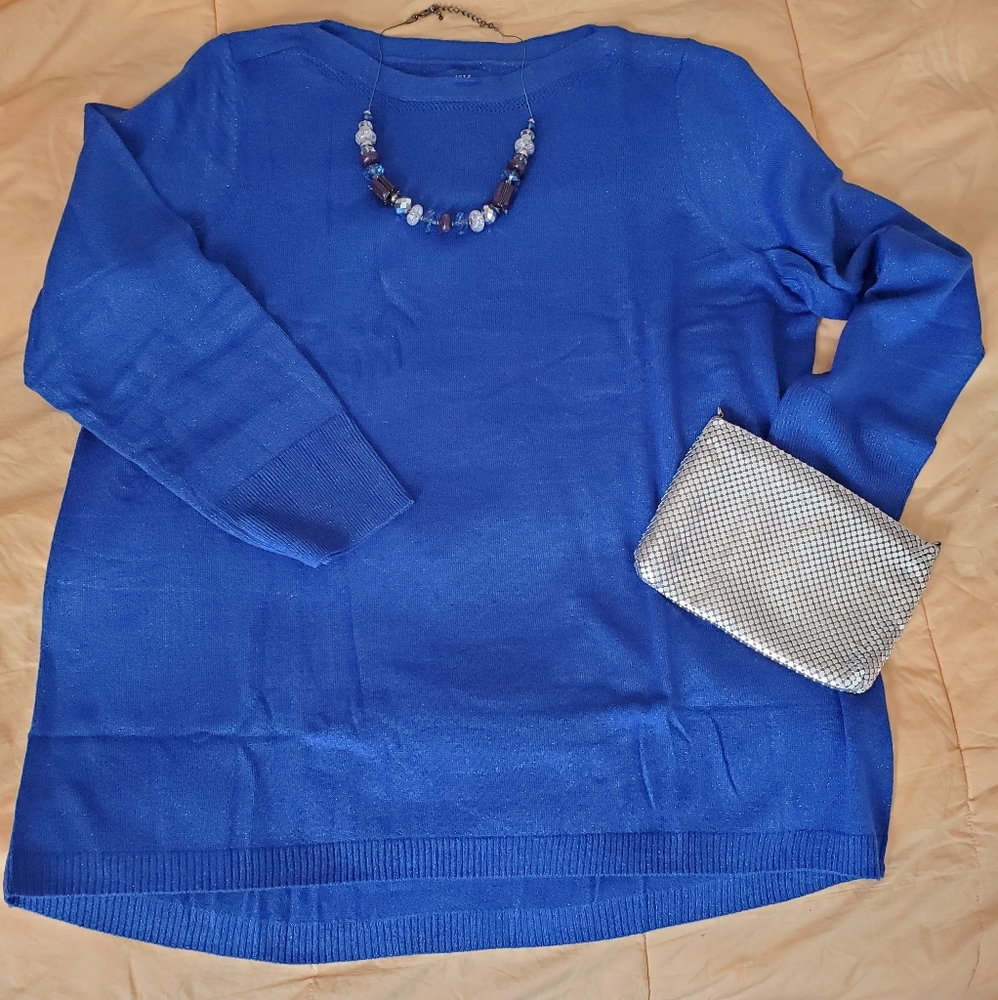 NWT Royal Blue Sweater with Silver Shimmer
